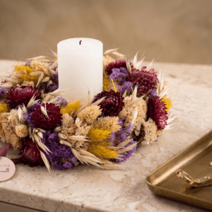 The Provence – Trockenblumenkranz mit Kerze, Ø 20 cm, Atelier Wundervoll